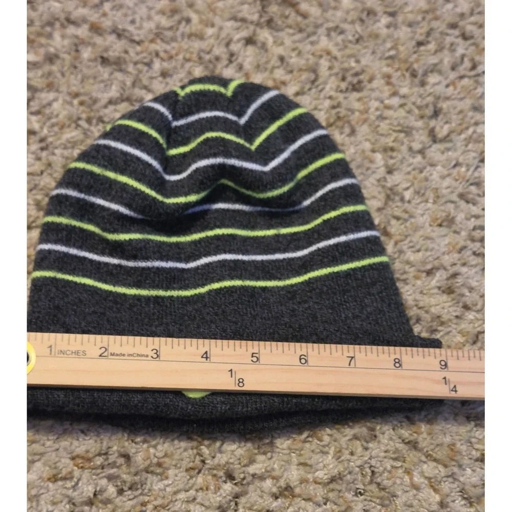 Nike Youth Knit‎ Striped Beanie One Size Gray White Green